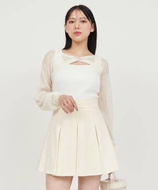 キラキラリボンブローチ付シアーボレロアンサンブル