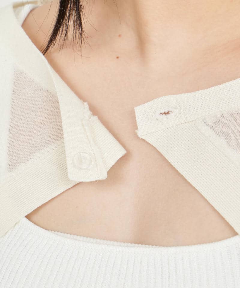 キラキラリボンブローチ付シアーボレロアンサンブル 詳細画像 オフホワイト 6