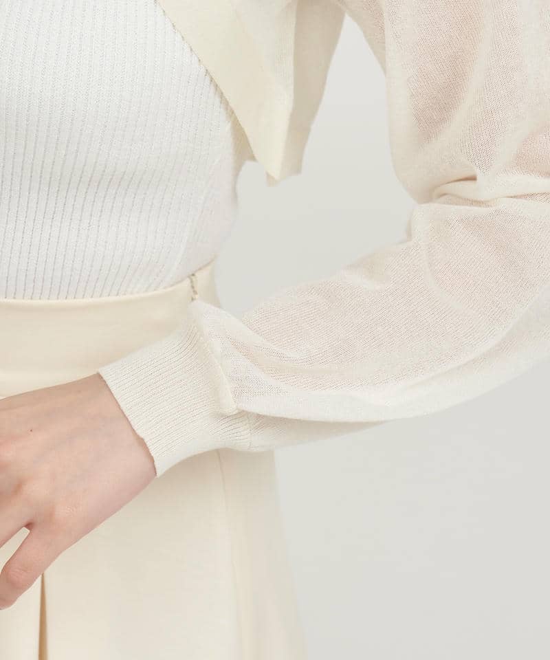 キラキラリボンブローチ付シアーボレロアンサンブル 詳細画像 オフホワイト 7