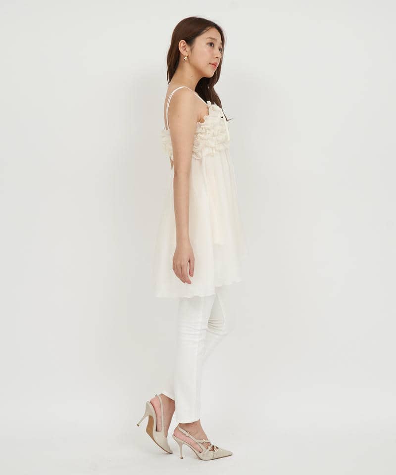 ラメシアーボリュームフリルキャミチュニック 詳細画像 オフホワイト 2