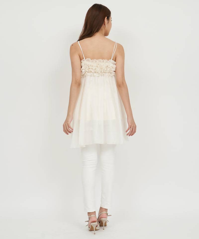 ラメシアーボリュームフリルキャミチュニック 詳細画像 オフホワイト 3