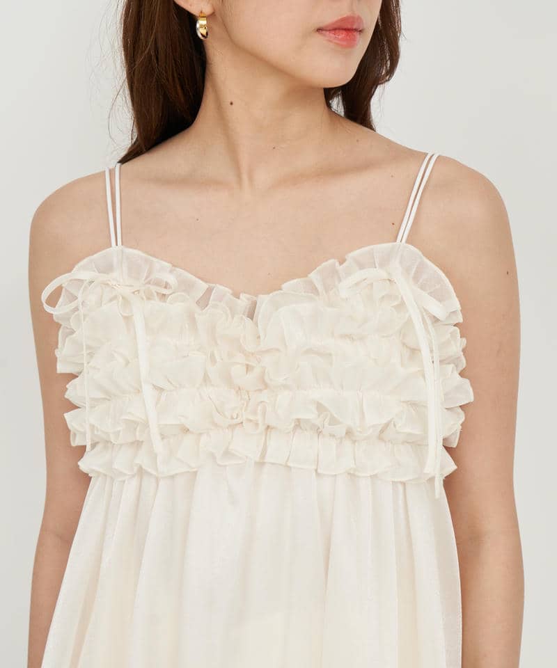 ラメシアーボリュームフリルキャミチュニック 詳細画像 オフホワイト 4