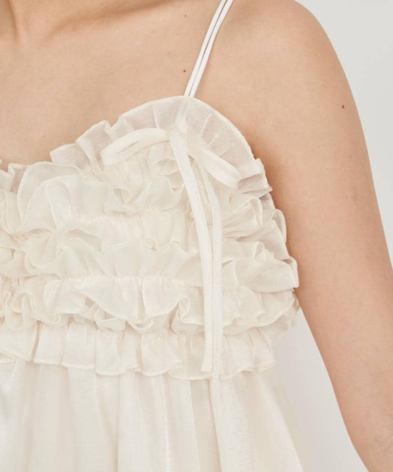 ラメシアーボリュームフリルキャミチュニック 詳細画像 オフホワイト 5