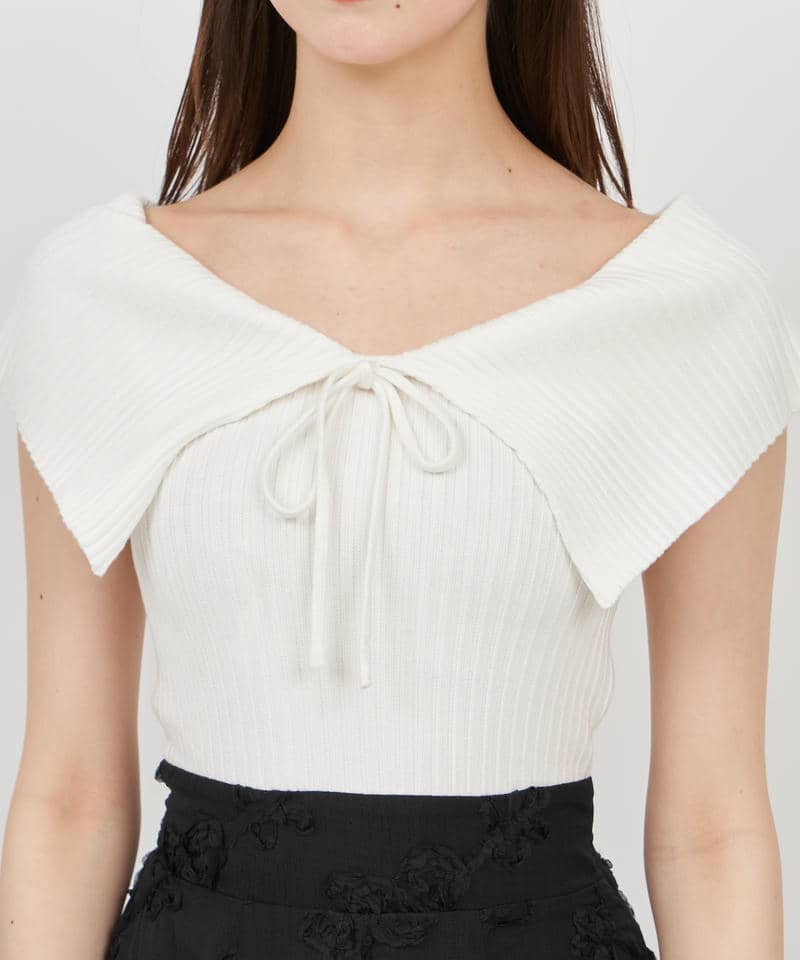 オフショルニットドッキング3Dフラワーフレアワンピース 詳細画像 ブラック 4