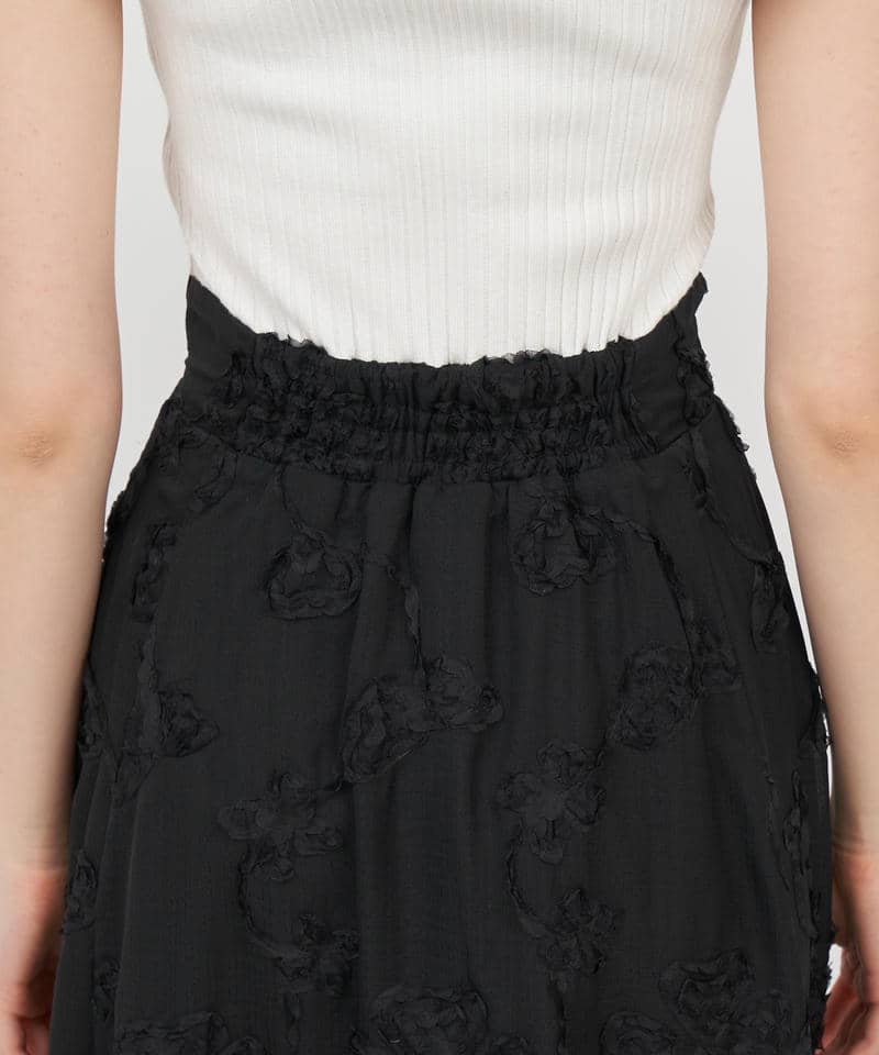 オフショルニットドッキング3Dフラワーフレアワンピース 詳細画像 ブラック 7