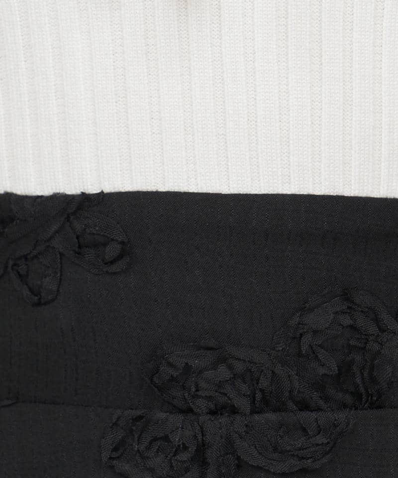 オフショルニットドッキング3Dフラワーフレアワンピース 詳細画像 ブラック 8