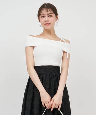 アシンメトリーニットトップス