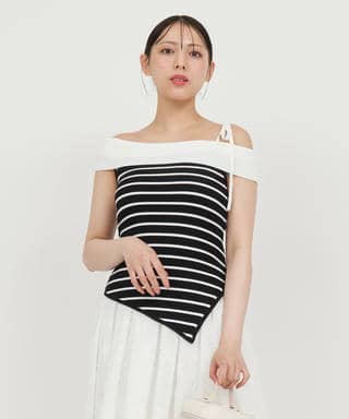 アシンメトリーニットトップス