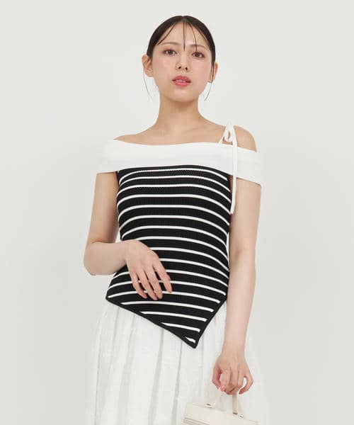 アシンメトリーニットトップス 詳細画像