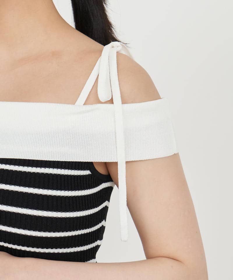 アシンメトリーニットトップス 詳細画像 ボーダー 5