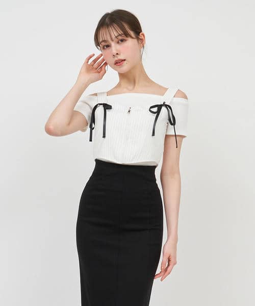 ストライプビスチェアンサンブル 詳細画像