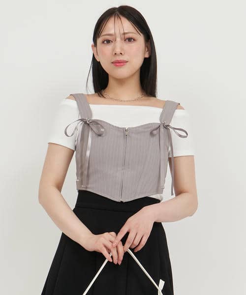 ストライプビスチェアンサンブル 詳細画像