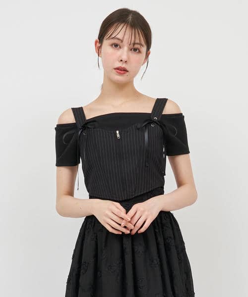 ストライプビスチェアンサンブル 詳細画像