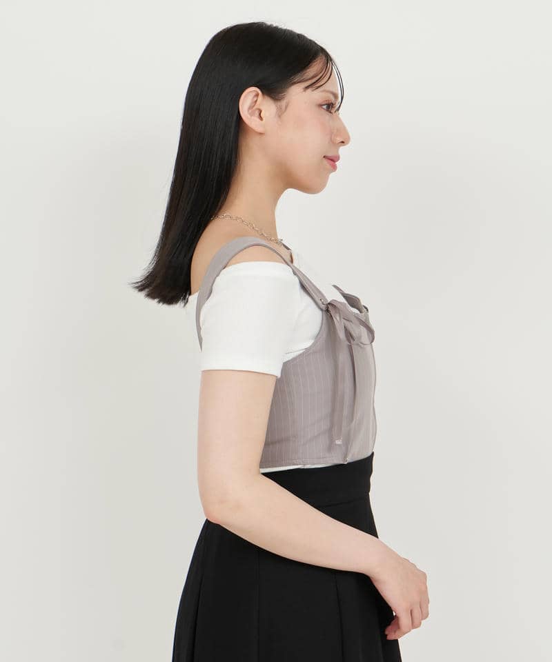 ストライプビスチェアンサンブル 詳細画像 グレー 2