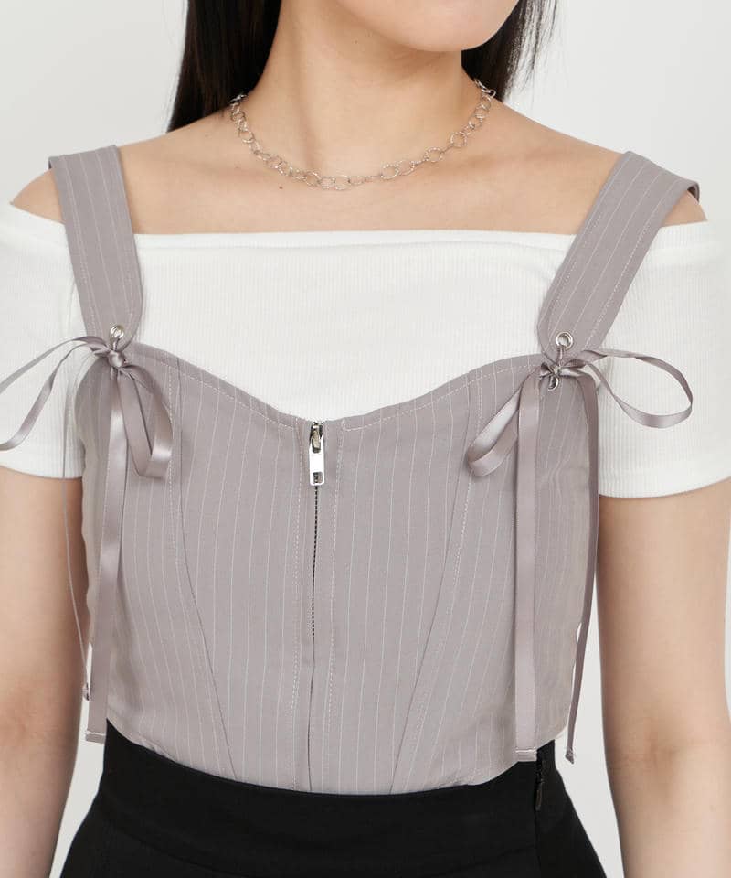 ストライプビスチェアンサンブル 詳細画像 グレー 4