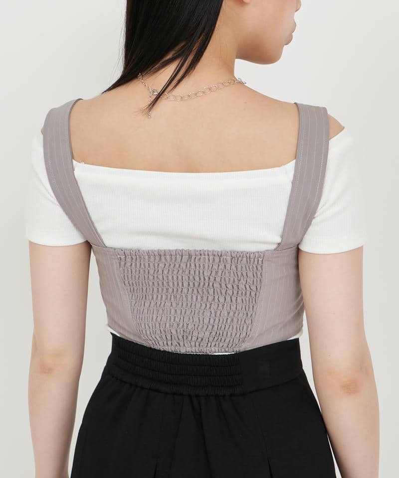 ストライプビスチェアンサンブル 詳細画像 グレー 5