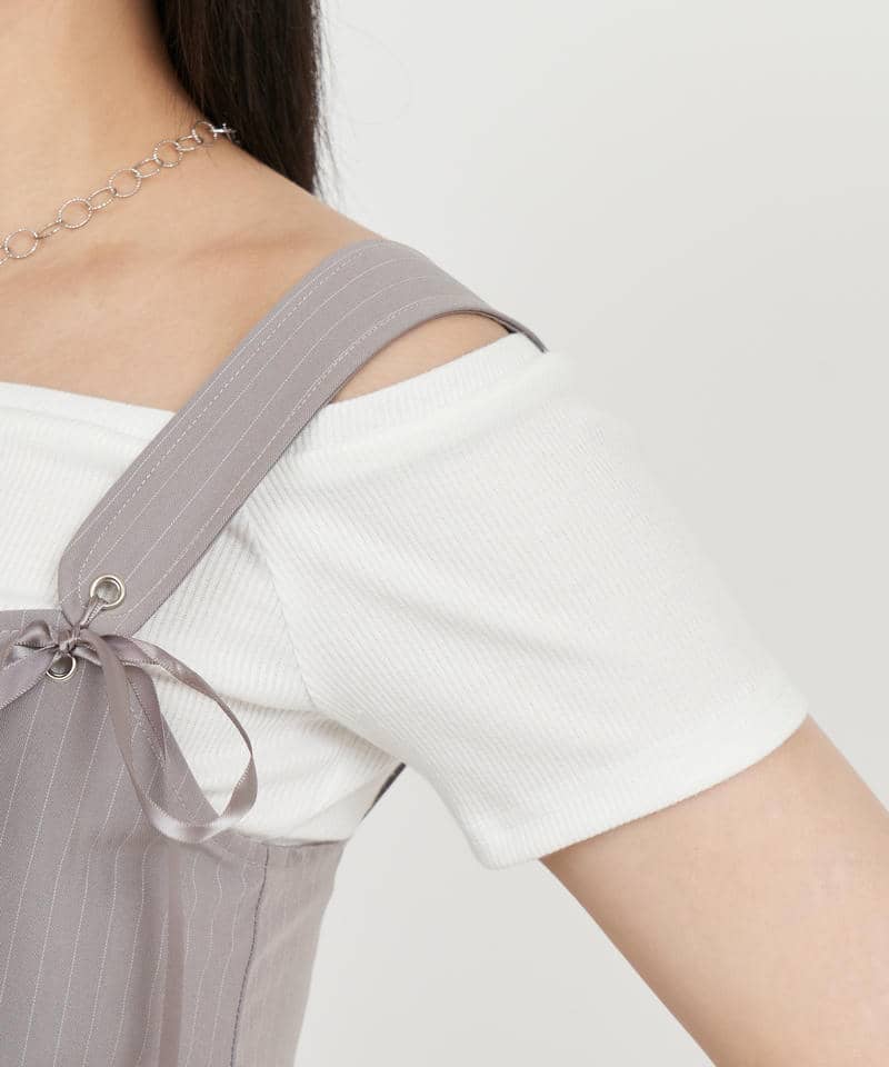 ストライプビスチェアンサンブル 詳細画像 グレー 6