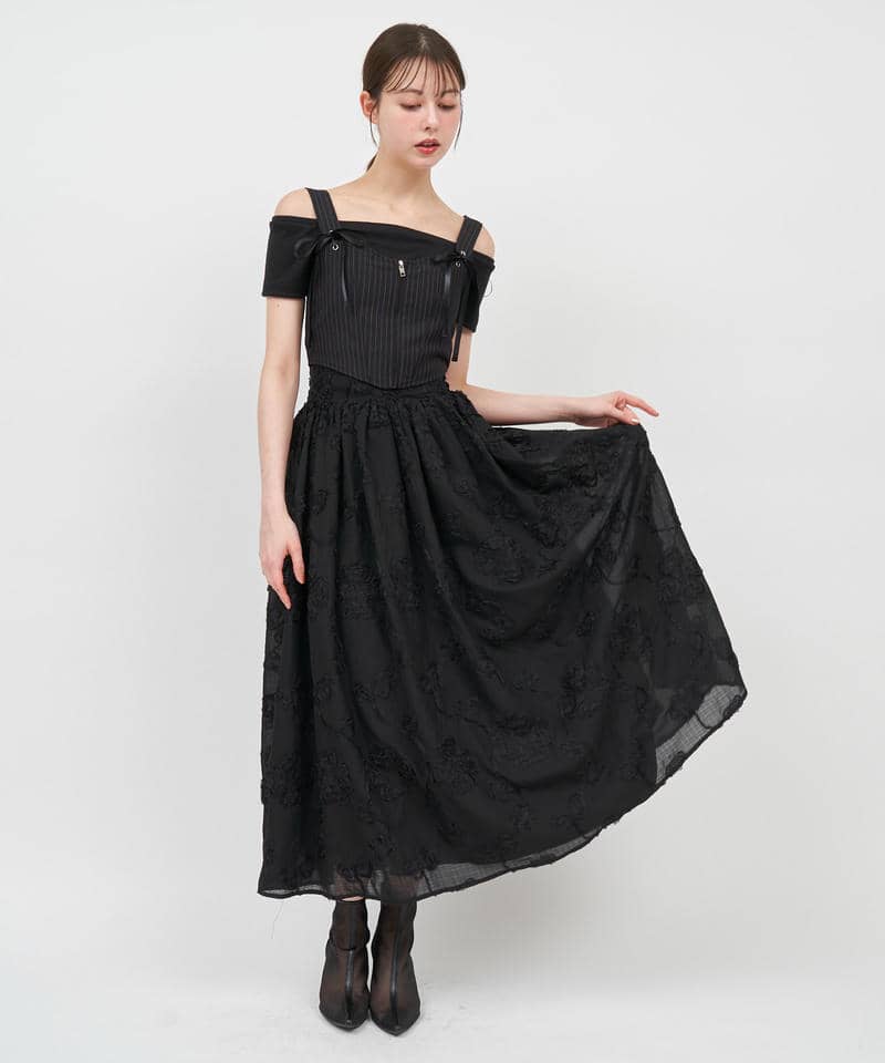 ストライプビスチェアンサンブル 詳細画像 ブラック 2