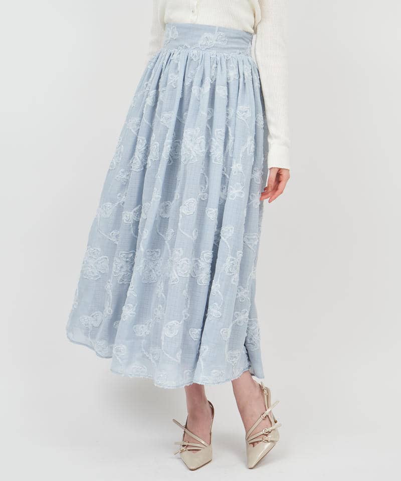 3Dフラワーフレアスカート 詳細画像 ブルー 1