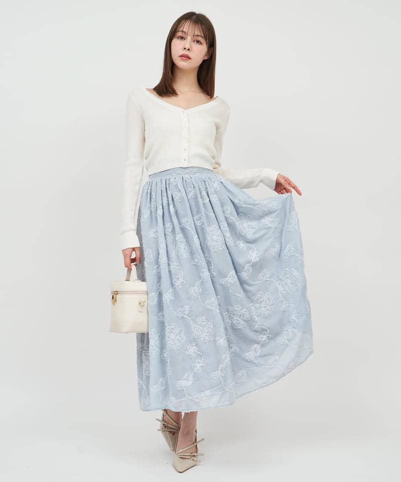 3Dフラワーフレアスカート 詳細画像 ブルー 2