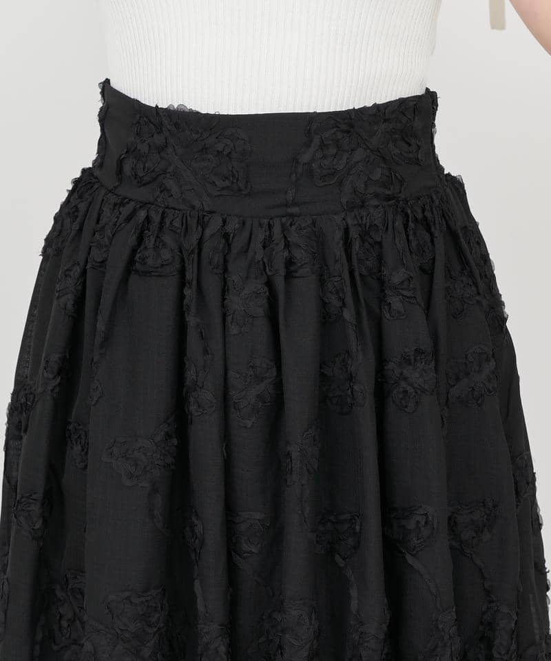 3Dフラワーフレアスカート 詳細画像 ブラック 4