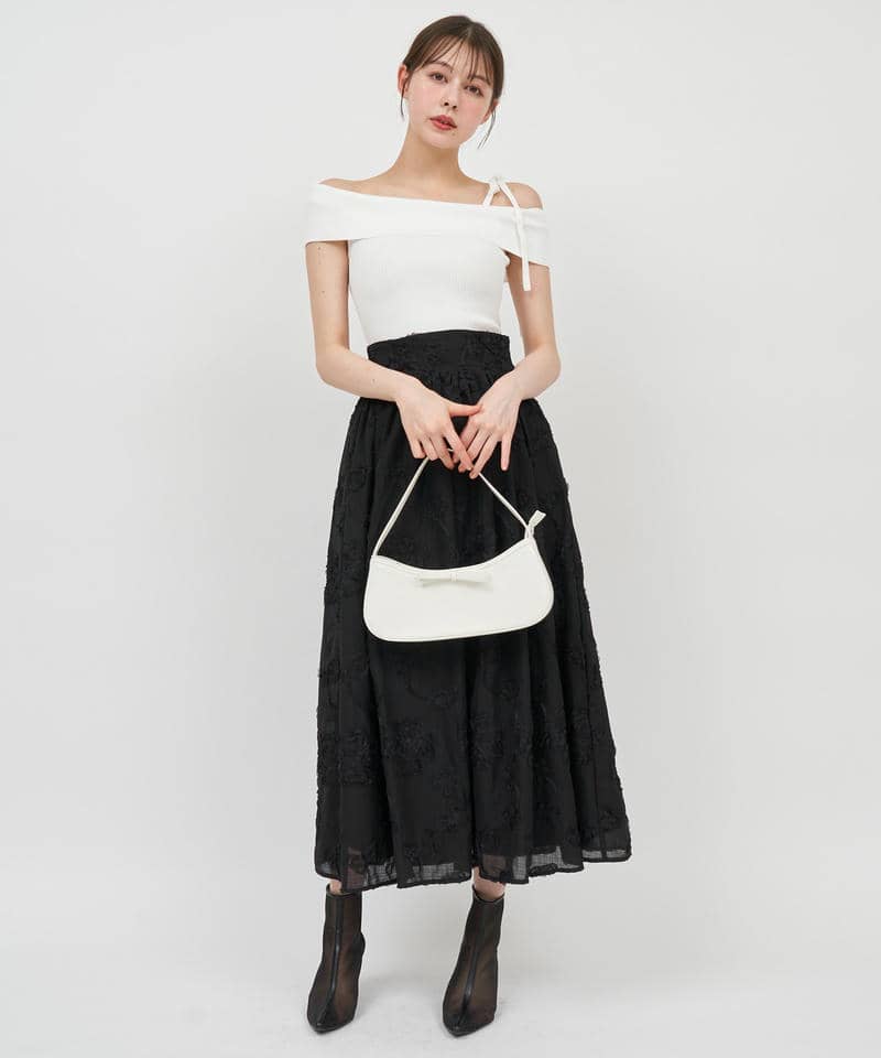 3Dフラワーフレアスカート 詳細画像 ブラック 8