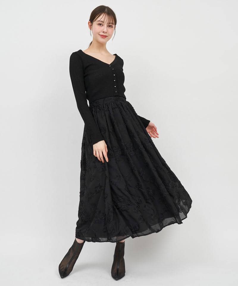 Vネックシアーカーディガン 詳細画像 ブラック 2