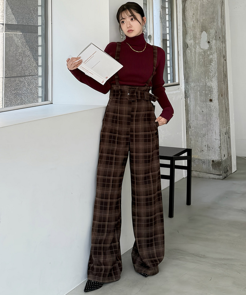 ウォッシャブルタートルネック長袖ニットトップス 詳細画像 ボルドー 3