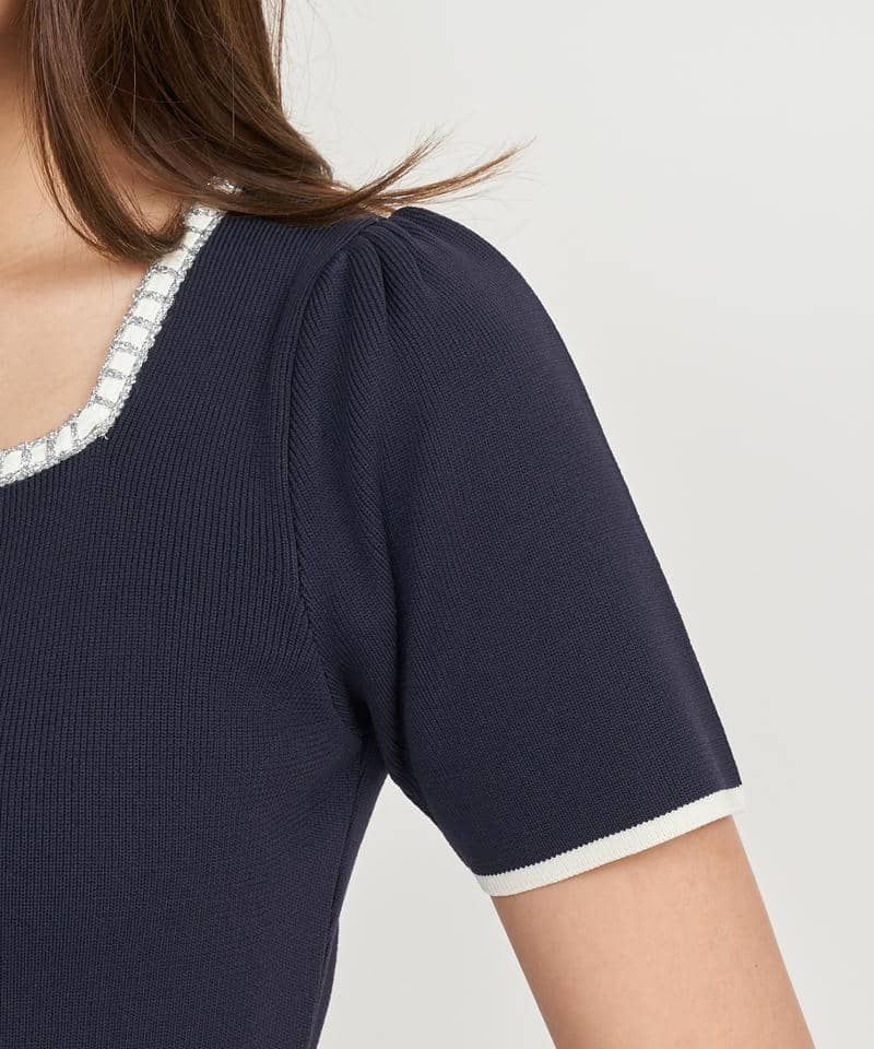 チェーン配色タイトワンピース 詳細画像 ネイビー 5