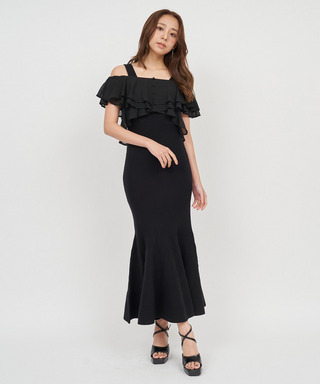 シフォンブラウスドッキングニットマーメイドワンピース