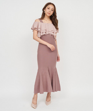 シフォンブラウスドッキングニットマーメイドワンピース