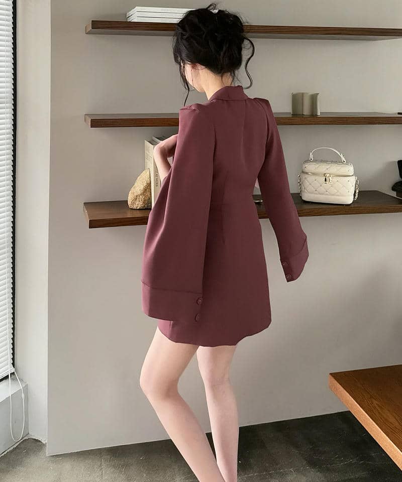 ウエストタックケープミニワンピース 詳細画像 ボルドー 3