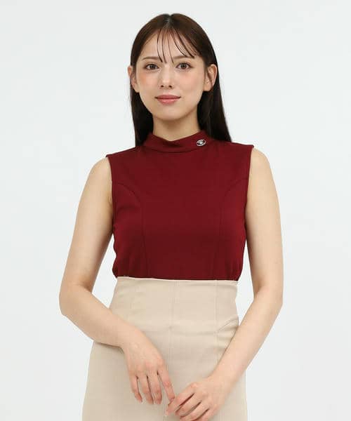 プレート付プチハイノースリーブカットトップス 詳細画像