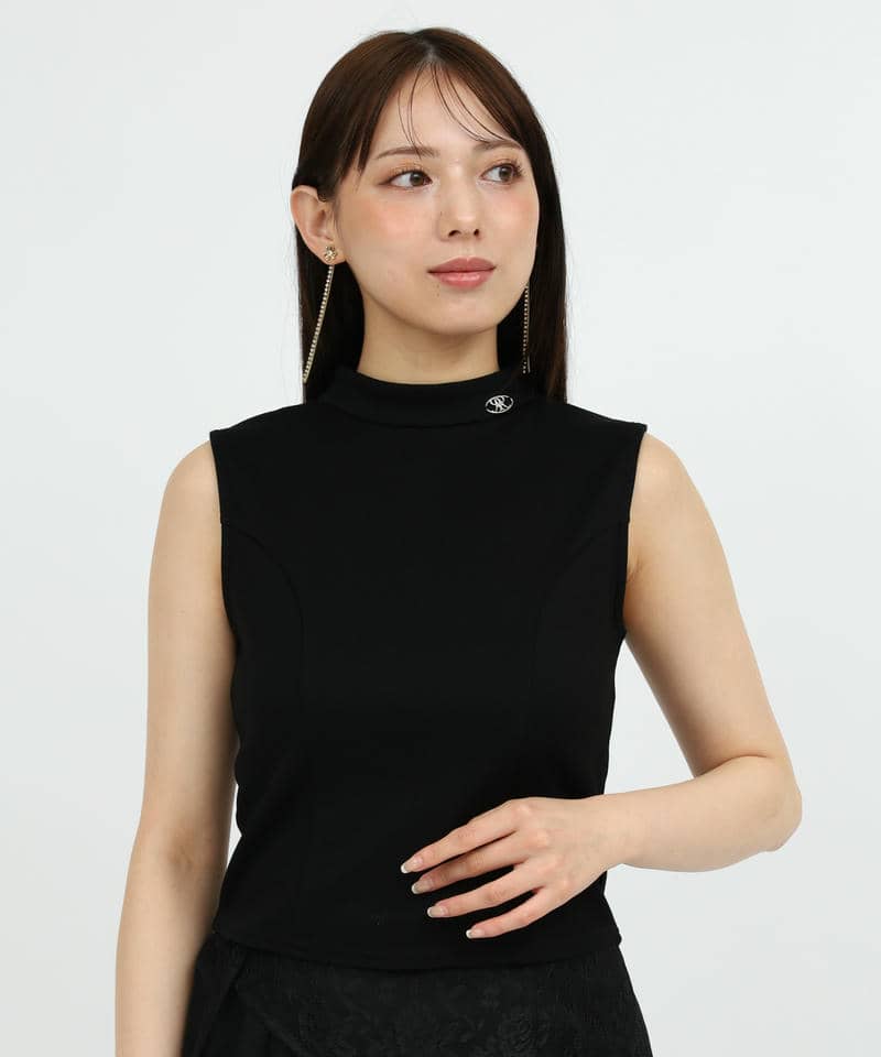 プレート付プチハイノースリーブカットトップス 詳細画像 ブラック 8