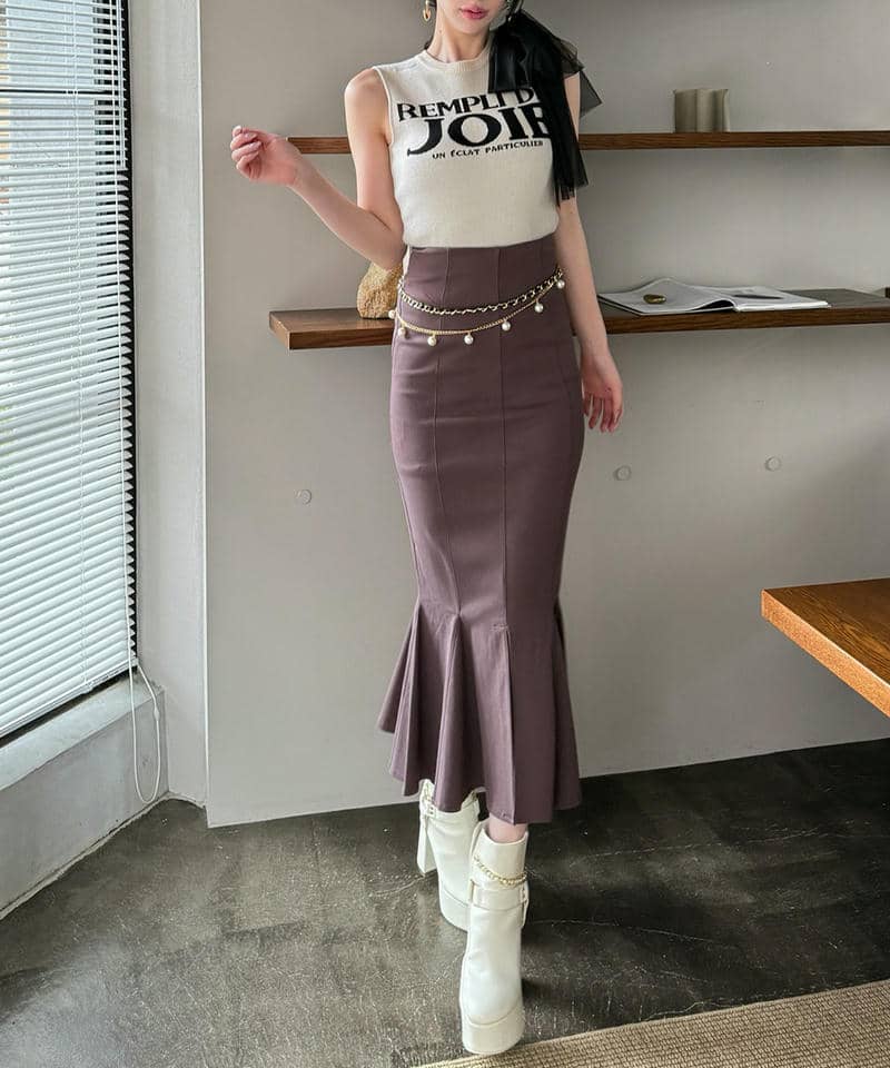 ガムストレッチマーメイドスカート‘25a 詳細画像 ブラウン 4