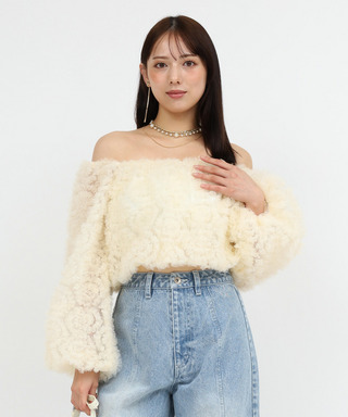 フリルチュールオフショルダートップス