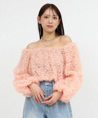 フリルチュールオフショルダートップス