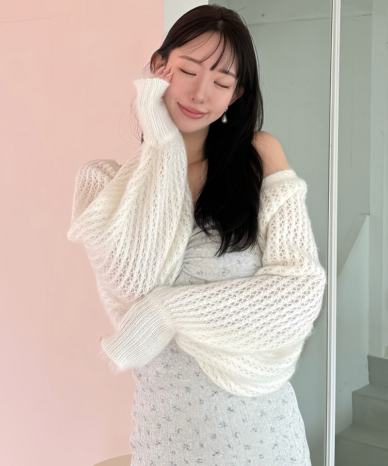 モヘアタッチラメニットボレロ 詳細画像 オフホワイト 8