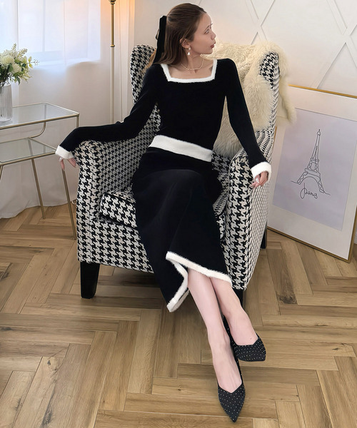 【選べる3点SET対象】配色シャギータイトニットセットアップ 詳細画像