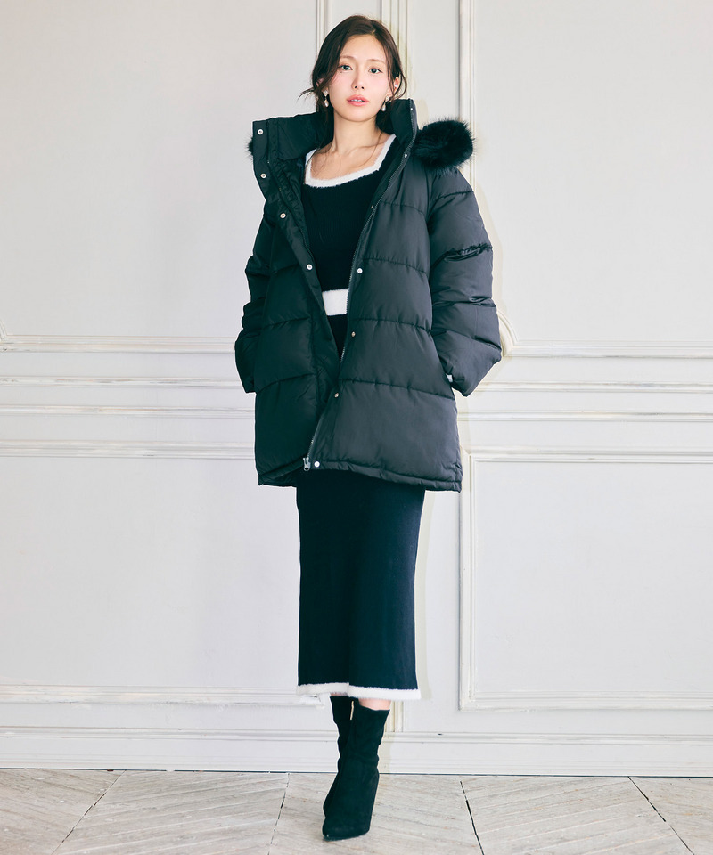 【単品購入/選べる3点SET対象】配色シャギータイトニットセットアップ 詳細画像 ブラック 18