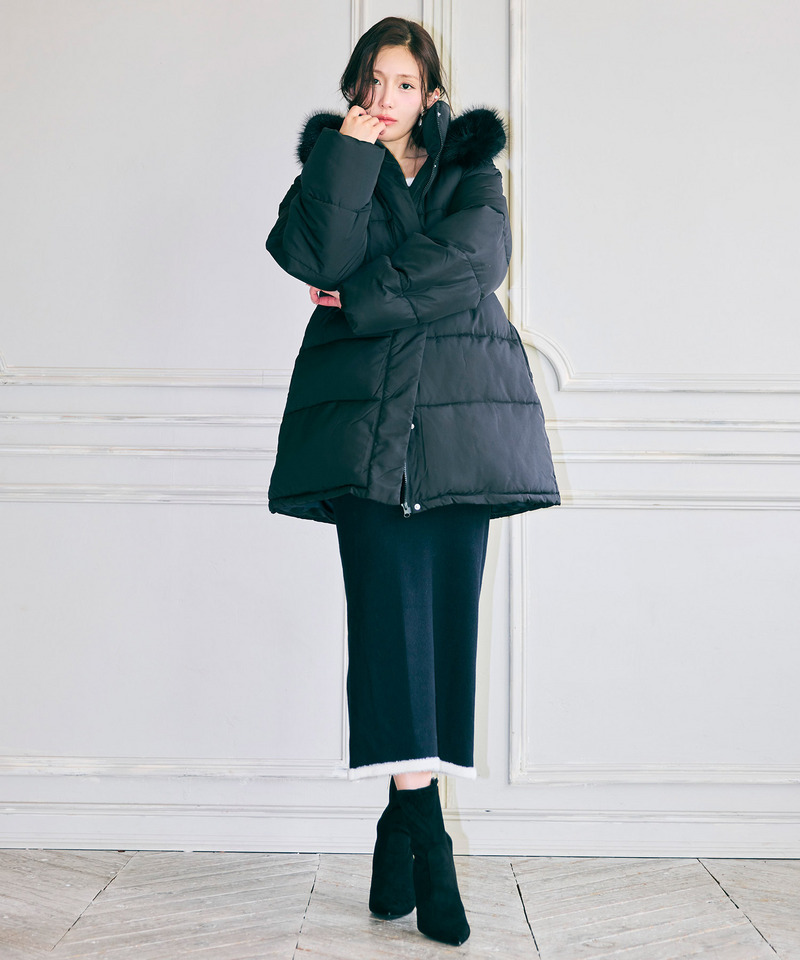 【単品購入/選べる3点SET対象】配色シャギータイトニットセットアップ 詳細画像 ブラック 19