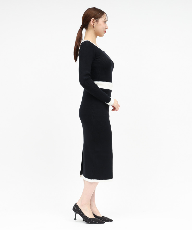 【選べる3点SET対象】配色シャギータイトニットセットアップ 詳細画像 ブラック 3