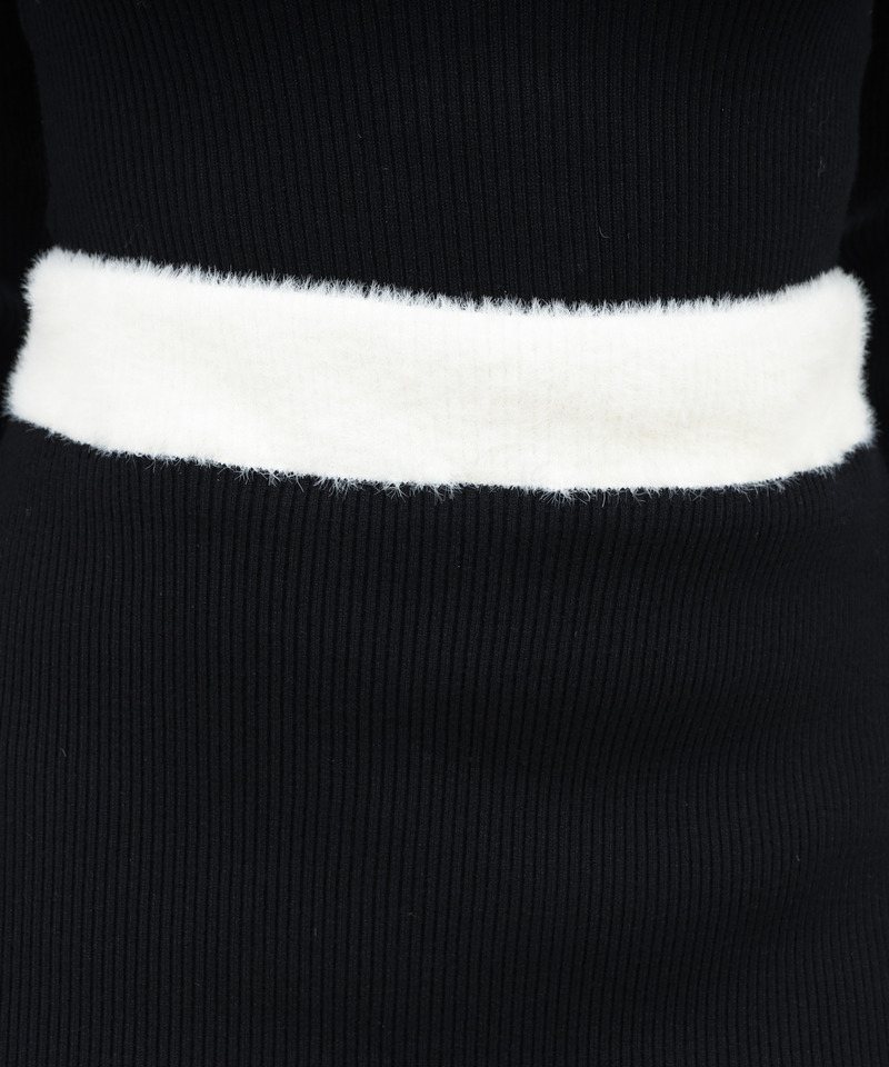 【選べる3点SET対象】配色シャギータイトニットセットアップ 詳細画像 ブラック 8