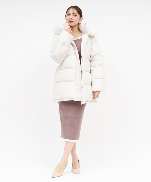 【選べる3点SET対象】ファー付ミドルパフィージャケット 詳細画像