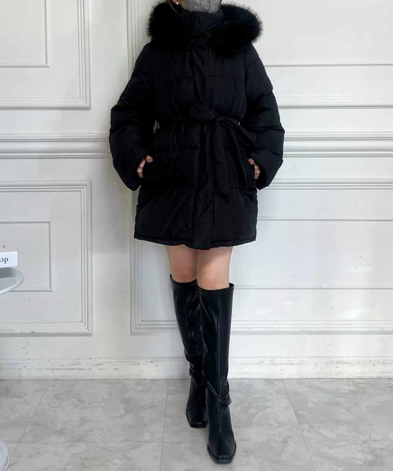 【選べる3点SET対象】ファー付ミドルパフィージャケット 詳細画像 ブラック 17