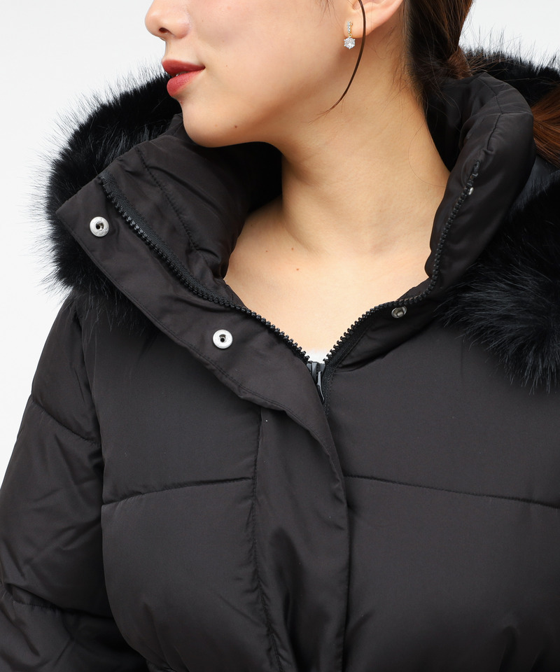【選べる3点SET対象】ファー付ミドルパフィージャケット 詳細画像 ブラック 5
