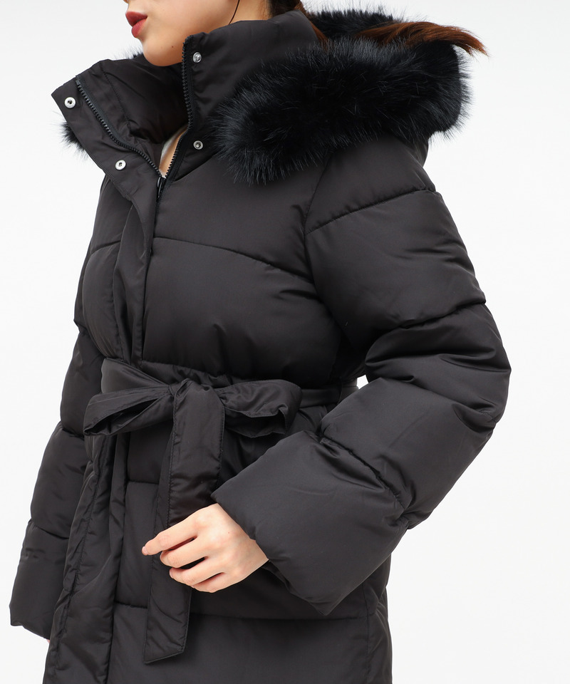 【選べる3点SET対象】ファー付ミドルパフィージャケット 詳細画像 ブラック 6