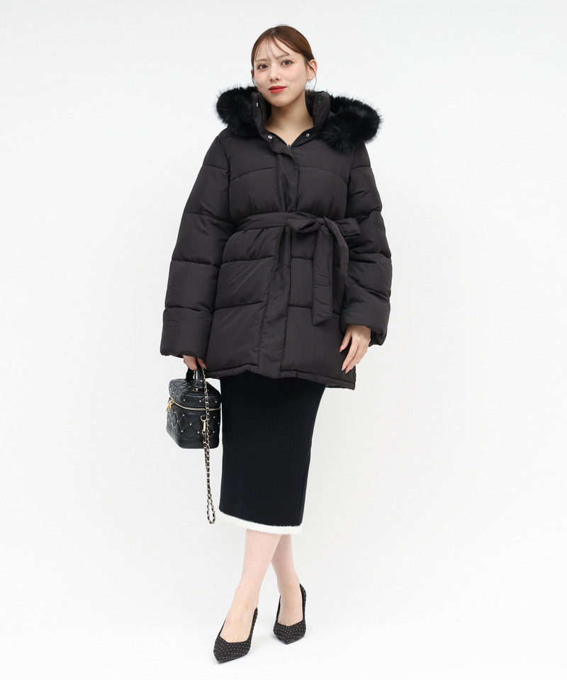 【選べる3点SET対象】ファー付ミドルパフィージャケット 詳細画像 ブラック 9