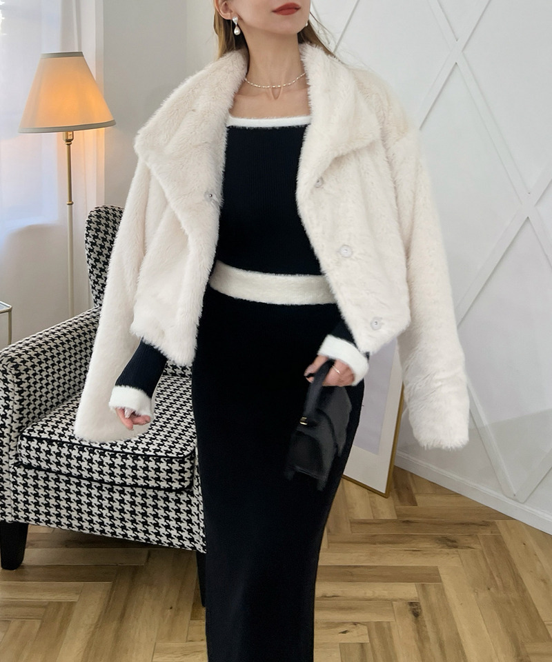 【選べる3点SET対象】ビット付ファージャケット 詳細画像 オフホワイト 16