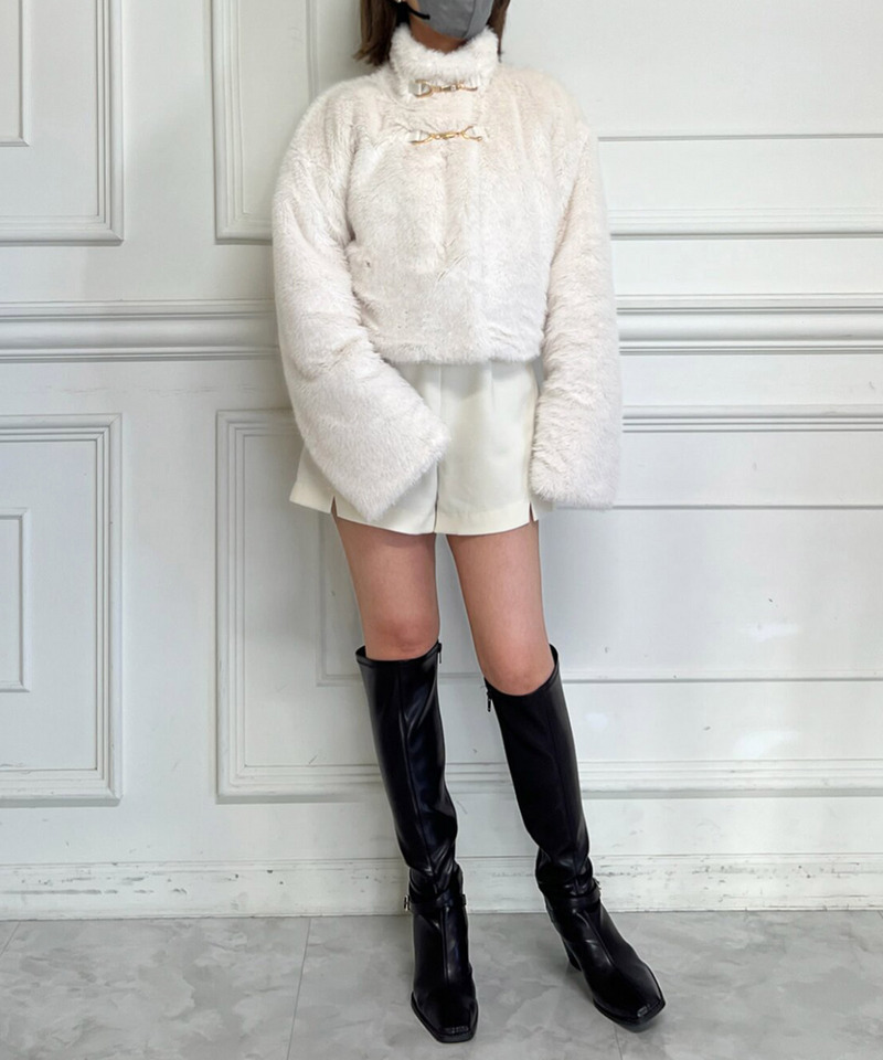 【選べる3点SET対象】ビット付ファージャケット 詳細画像 オフホワイト 24